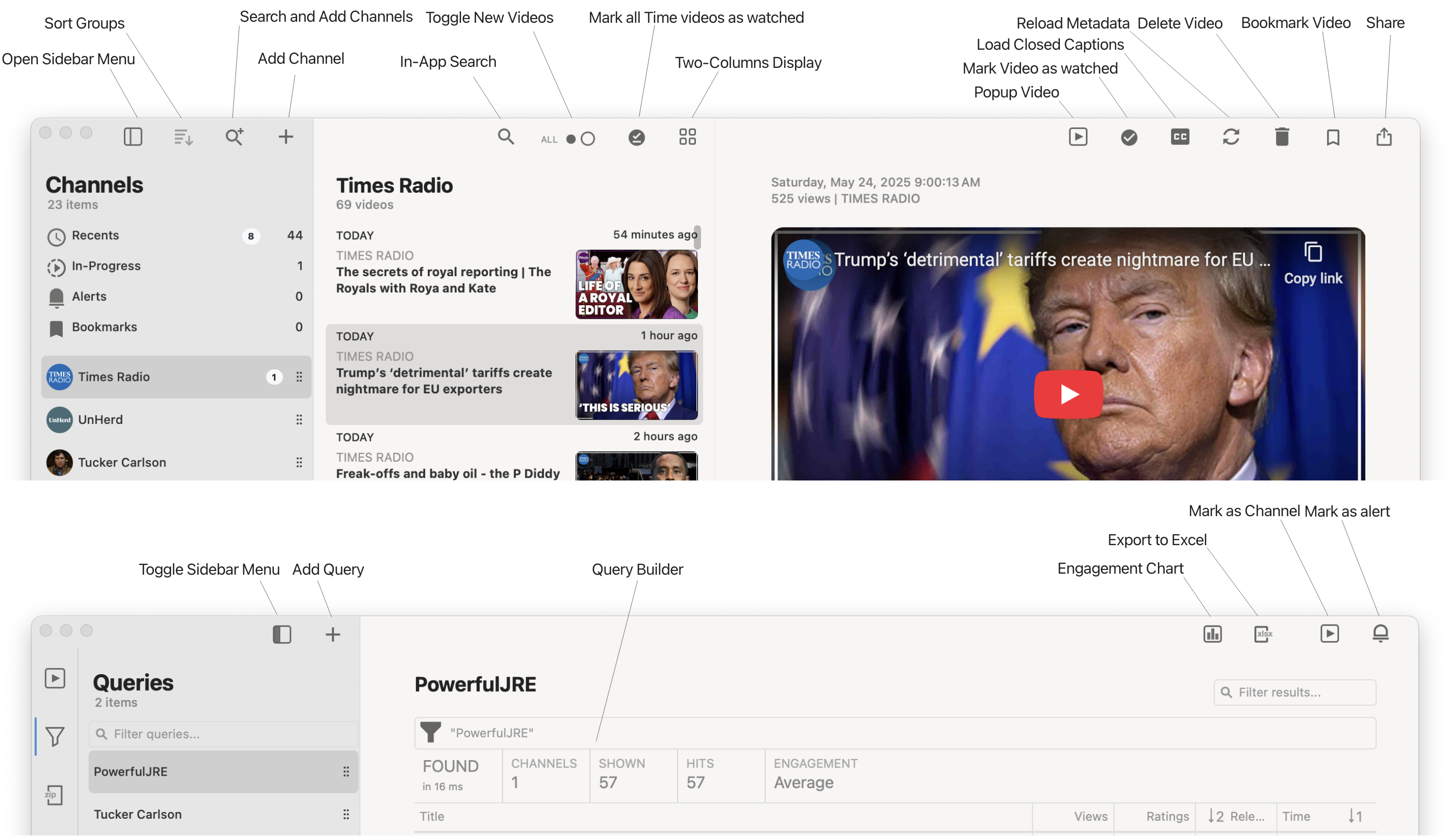 Application command map